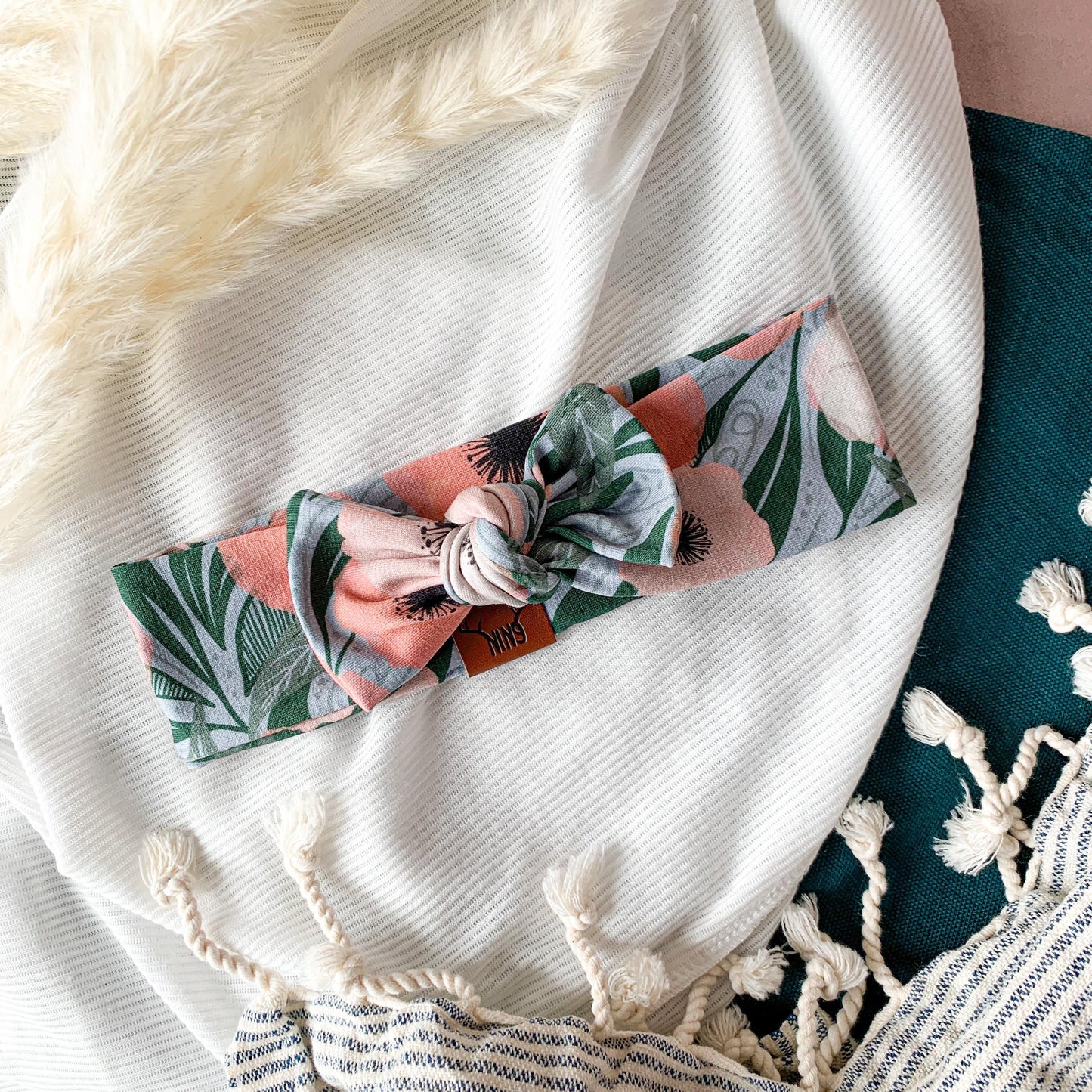 Bandeau fleur corail Nine Clothing headband coral flower