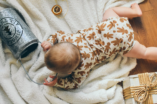 Cache-couche évolutif à manche longues biscuits en pain d'épice Noel Nine Clothing grow with me onesie long sleeves gingerbread Christmas