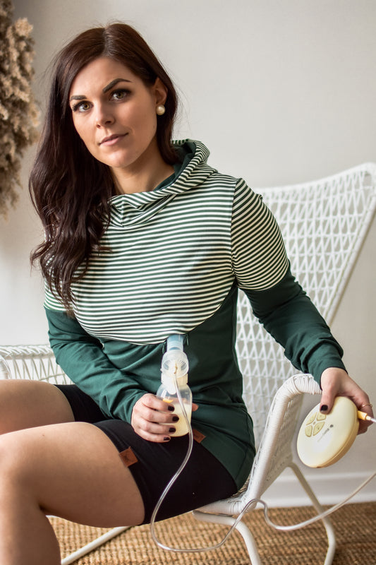 3 in 1 green striped maternity, nursing and postpartum Nine Clothing