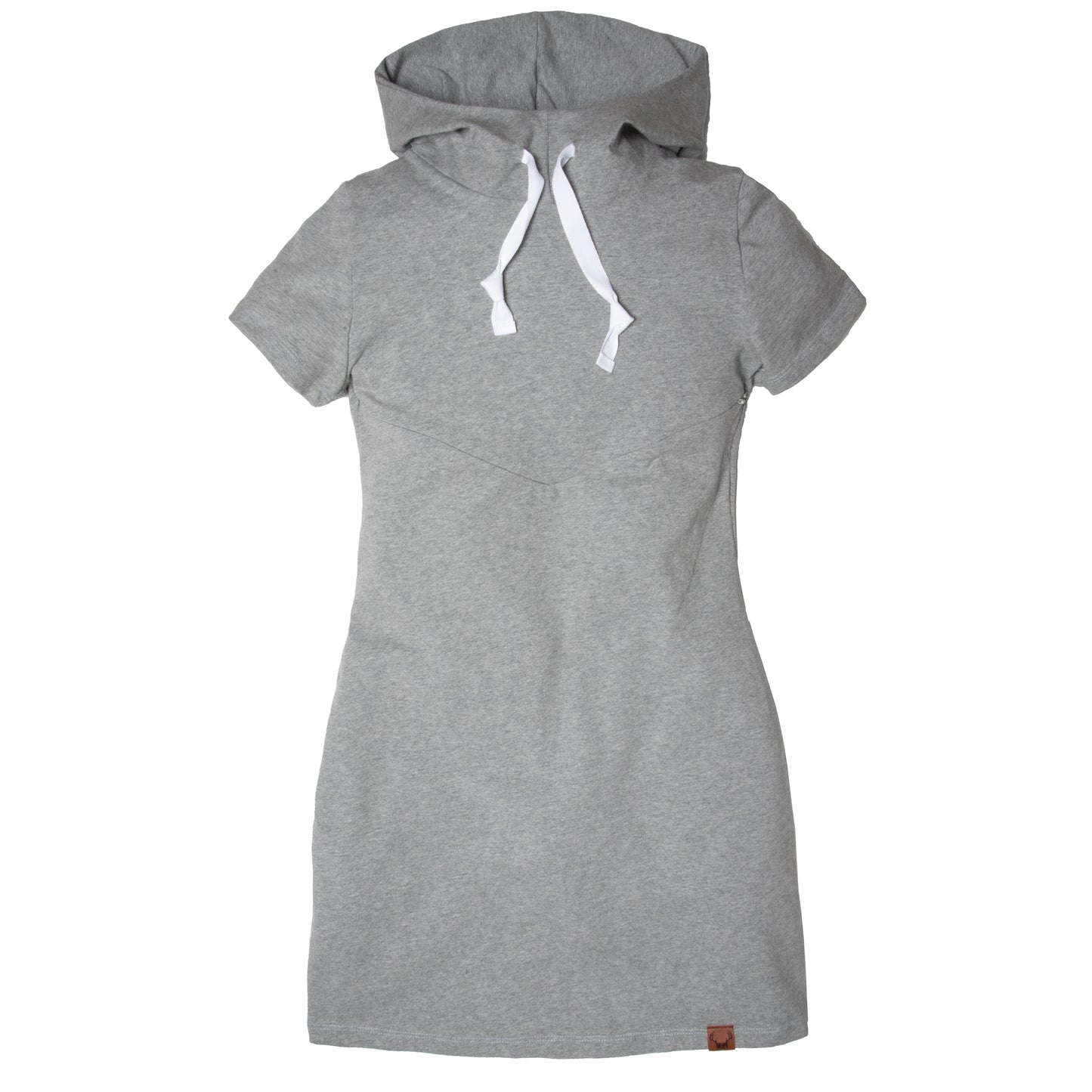 Robe à capuchon gris chiné 3 en 1 maternité, allaitement et postpartum Nine Clothing