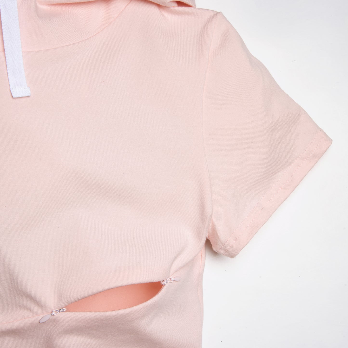 Robe capuchon rose 3 en 1 maternité, allaitement et post partum Nine Clothing