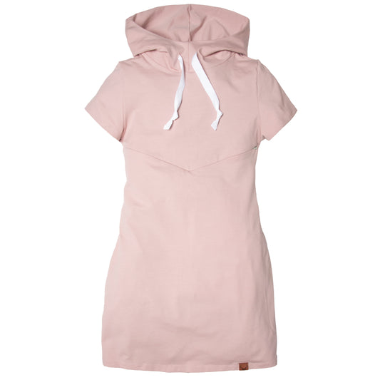 Antique pink 3-in-1 maternity, nursing and hooded dress postpartum Nine Clothing