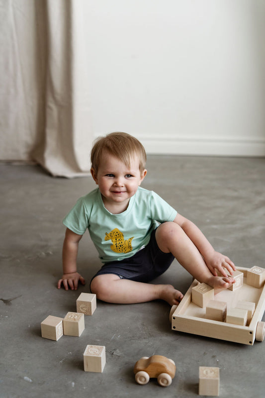 T-shirt enfant léopard Nine Clothing t-shirt kids mint leopard