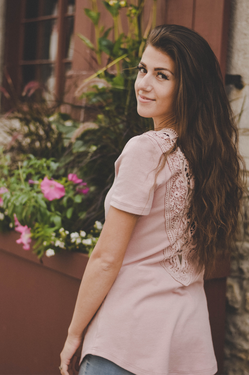 T-shirt vieux rose réversible 3 en 1 maternité, allaitement et postpartum Koallac