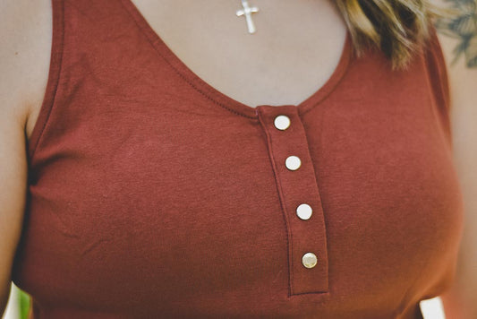 Camisole réversible orange rouille 3 en 1 maternité, allaitement et post partum Koallac