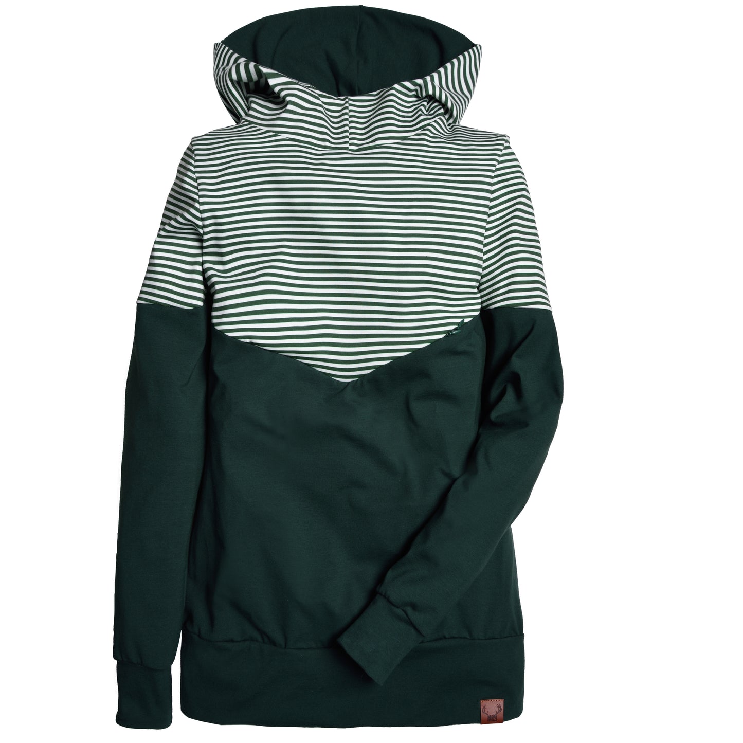 Tire-lait Chandail à capuchon femme 3 en 1 rayé vert maternité, allaitement et postpartum Nine Clothing