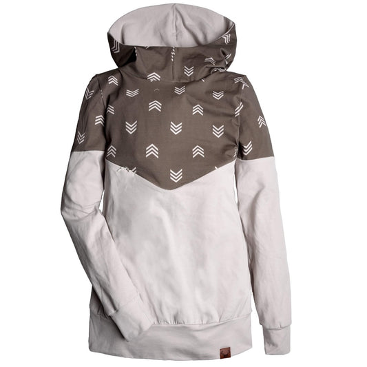 Chandail à capuchon femme 3 en 1 sable chevrons maternité, allaitement et postpartum Nine Clothing