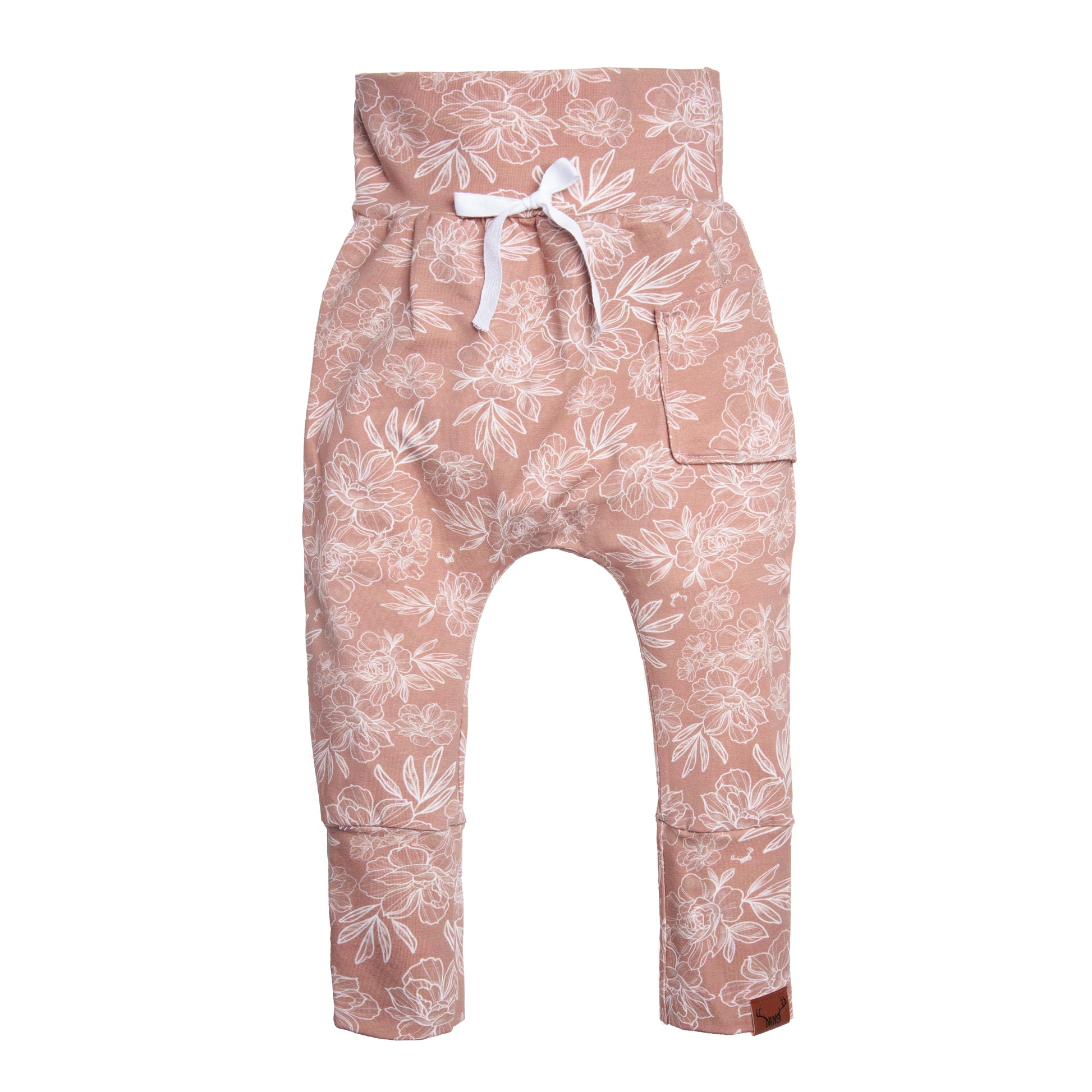 Pantalon évolutif fleur rose 0-12M fille Nine Clothing- Grow with me pants pink flower girl