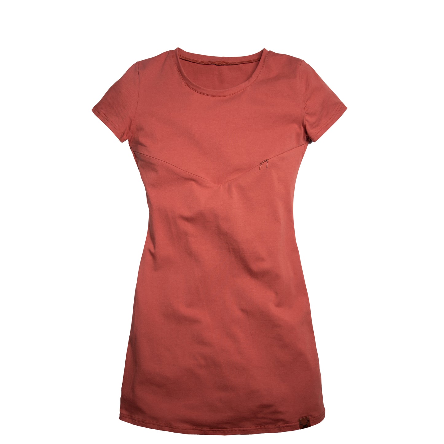 Robe courte orange rouille 3 en 1 maternité, allaitement et postpartum Nine Clothing