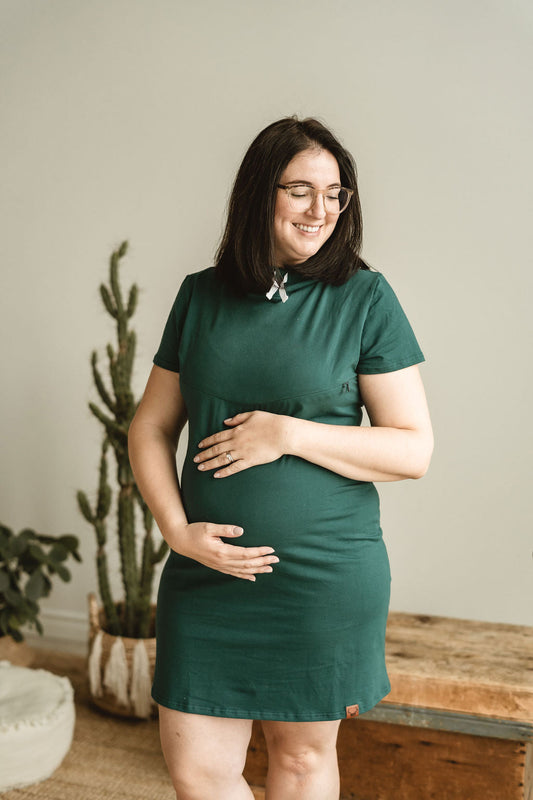 3X - TEAL robe maternité, allaitement, postpartum - Léger défaut ( réf #455 )