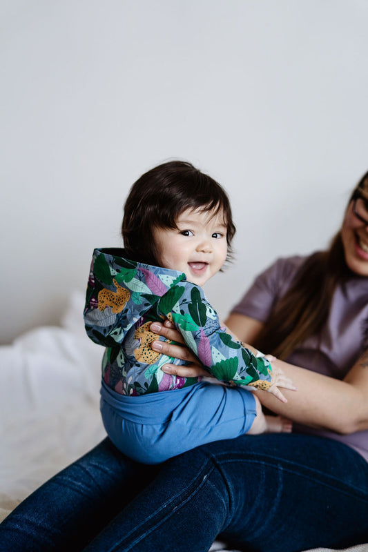 Cache-couche évolutif jungle léopard Nine Clothing grow with me onesie jungle leopard