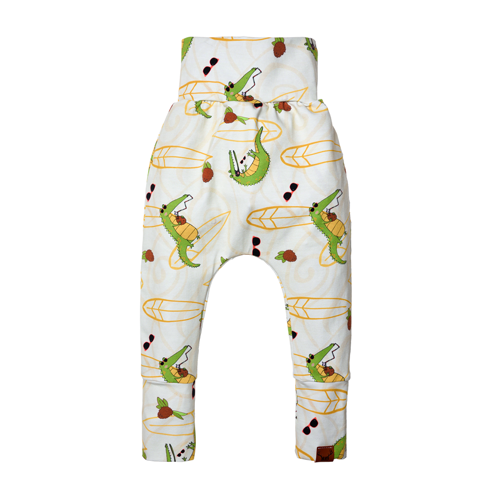 Pantalon évolutif blanc crocodiles Nine Clothing - Grow with me pants white crocodile