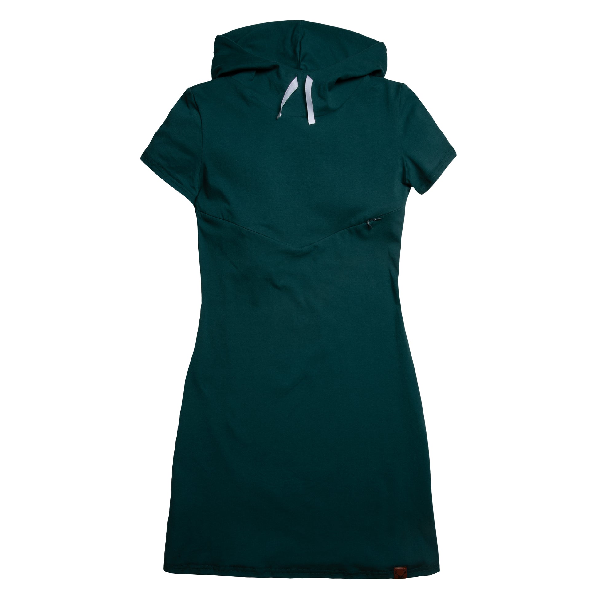 Robe à capuchon vert bleu sarcelle 3 en 1 maternité. allaitement et post partum Nine Clothing