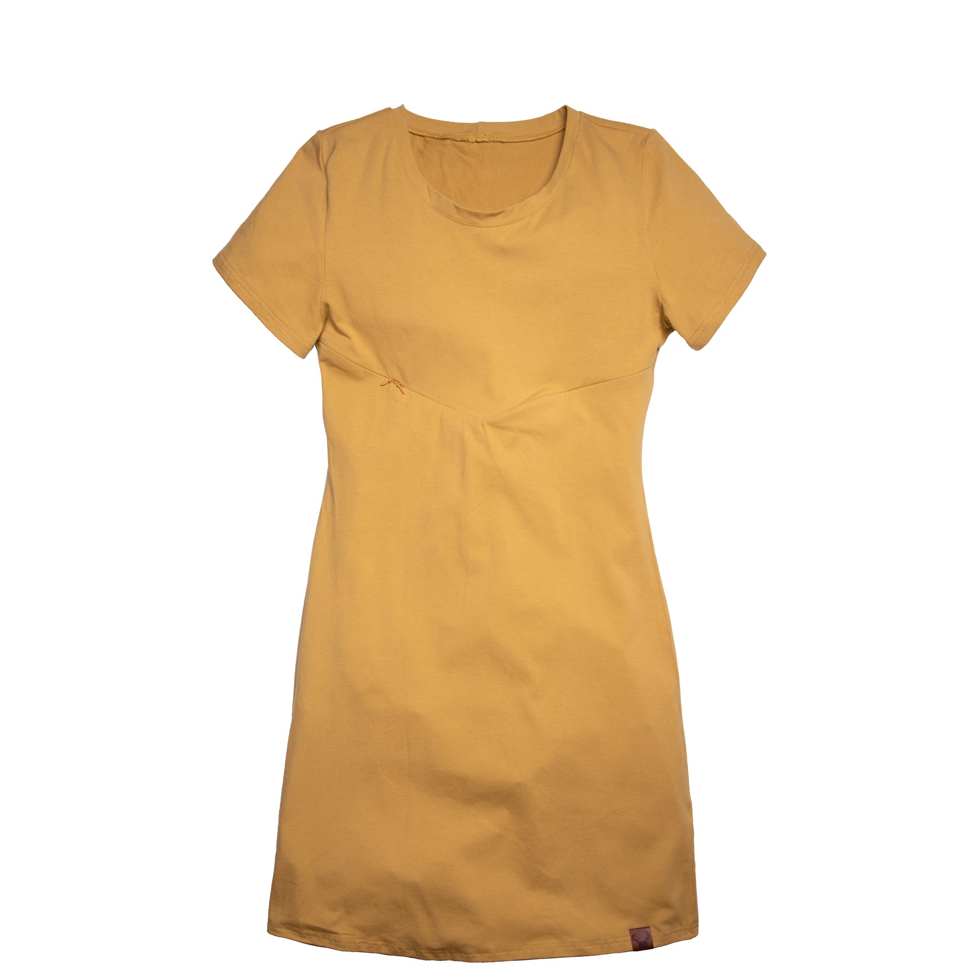 Robe jaune or moutarde 3 en 1 maternité, allaitement et postpartum Nine Clothing