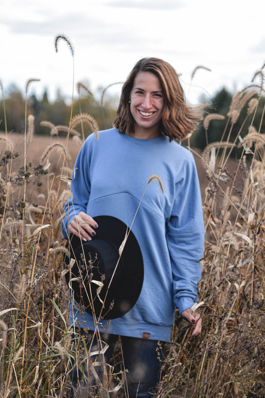 Sweater de maternité et allaitement BLEU en bambou coupe ample