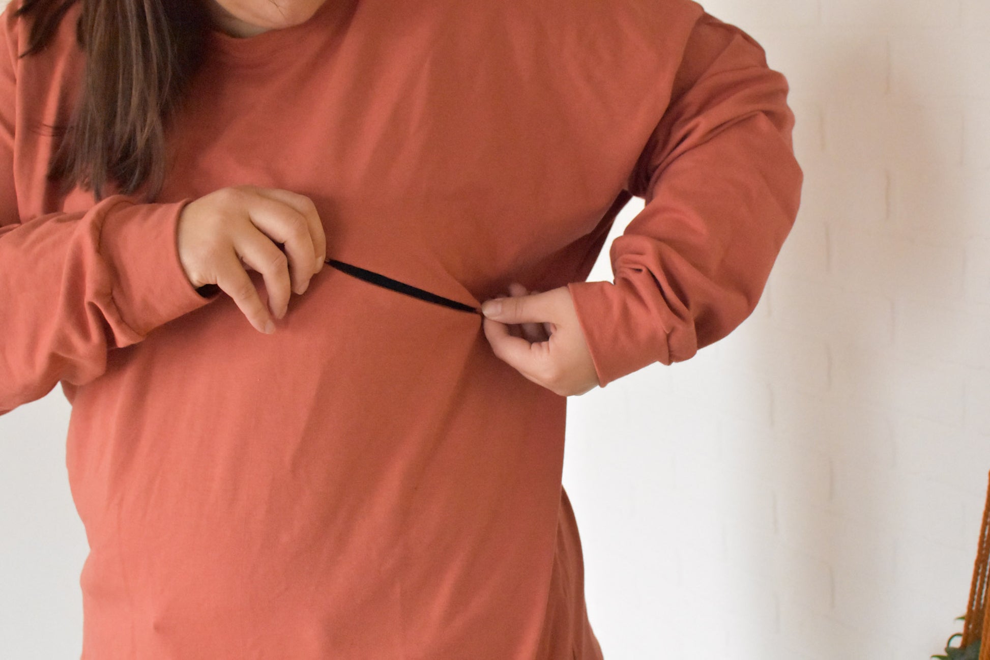 Ouverture fermeture éclair sein  Sweater boyfriend rouille 3 en 1 maternité, allaitement et postpartum Nine Clothing